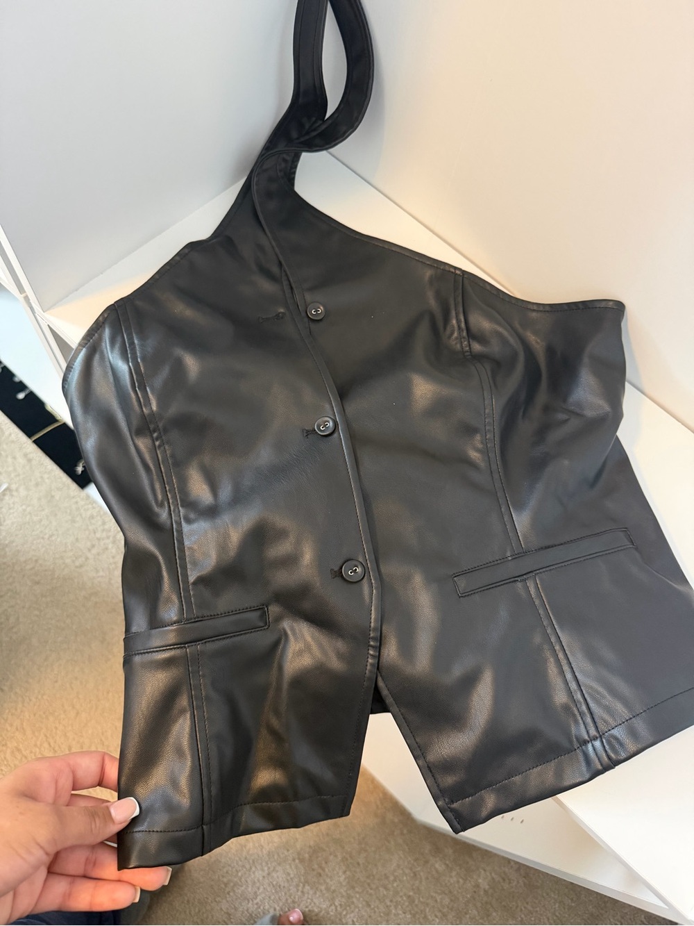 Fashion Nova Faux Leather Halter Vest – Size XL
